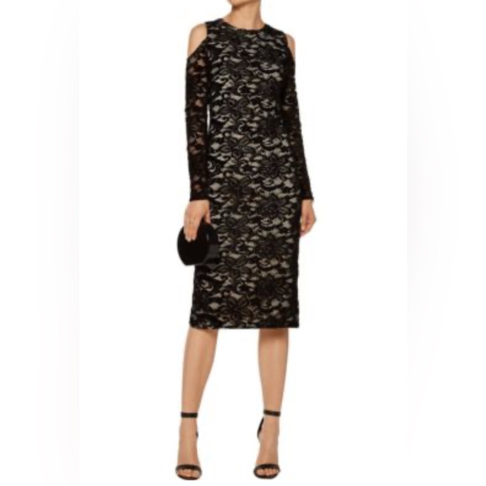Alice + Olivia Black Laila Cold Shoulder Lace Bodycon Dress